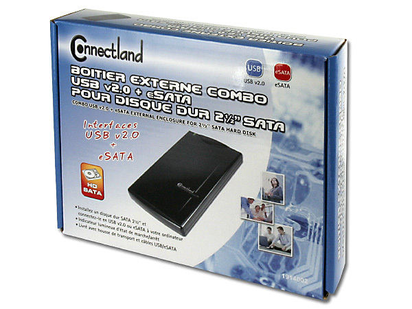 BOITIER 2.5" USB V2.0 + ESATA POUR DISQUE DUR 2.5" SATA