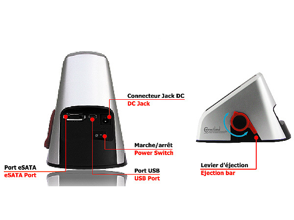 STATION D'ACCUEIL USB v2.0/eSATA POUR DISQUE DUR SATA 3.5’’/2.5’’