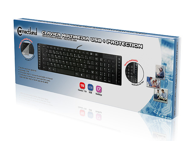 CLAVIER MULTIMEDIA USB + PROTECTION