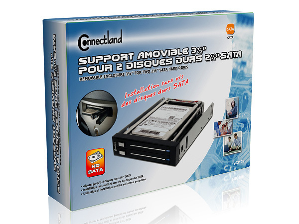 SUPPORT AMOVIBLE 3½’’ POUR DEUX DISQUES DURS 2½’’ SATA 