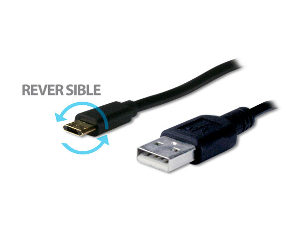 CABLE USB V2.0 VERS MICRO USB REVERSIBLE